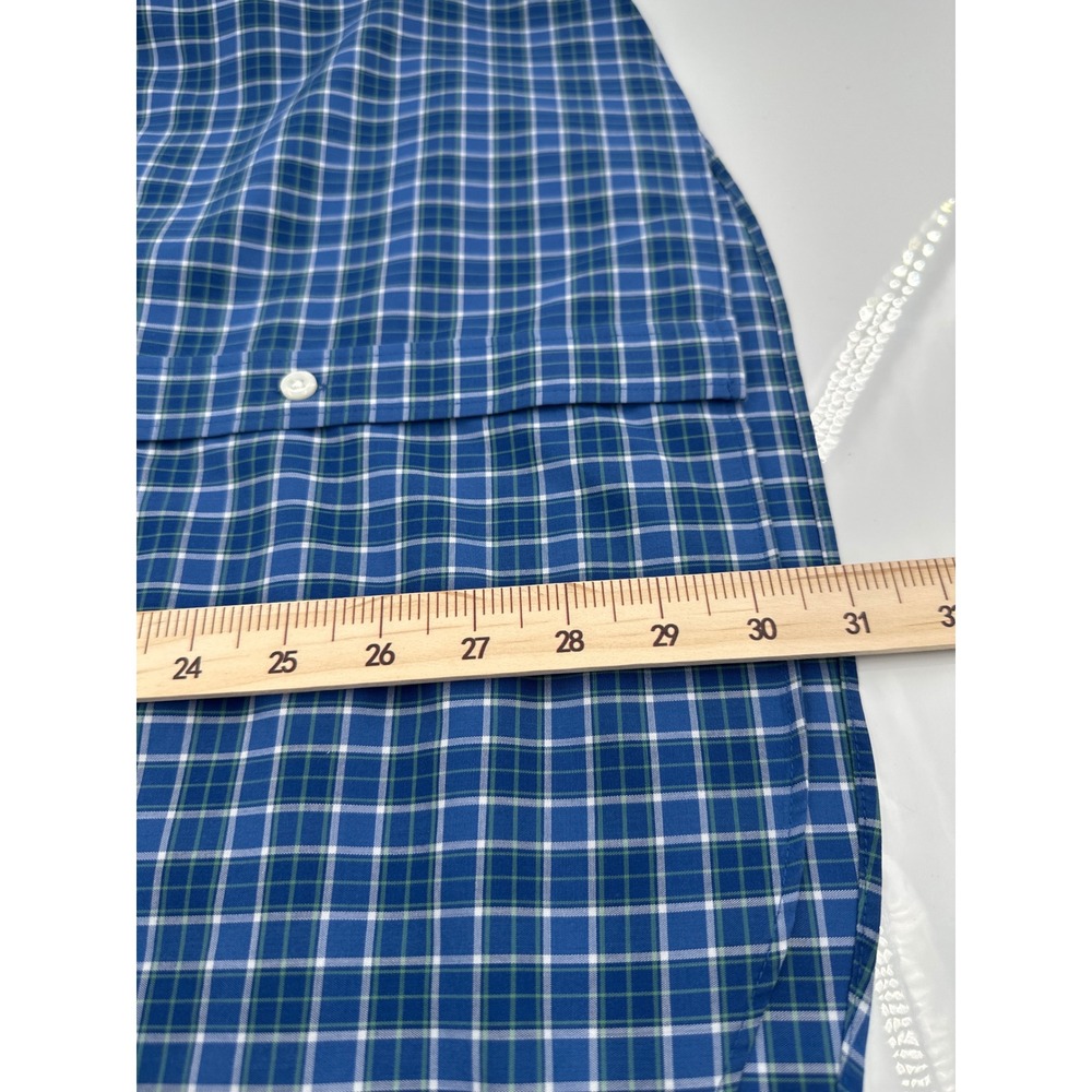 LL Bean Mens Traditional Fit Plaid Short Sleeve Button Down Shirt Blue M 502253 - Picture 5 of 6